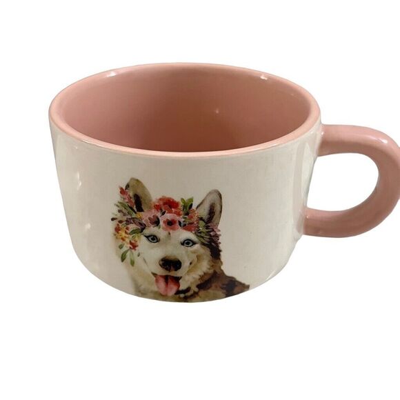 Set of 3 Peir 1 Dolomite Pink & White Stackable Dog Mugs - Picture 2 of 8
